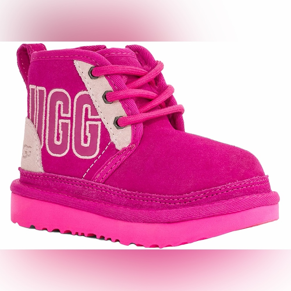 UGG Kids Pink Suede Lace-Up Boot